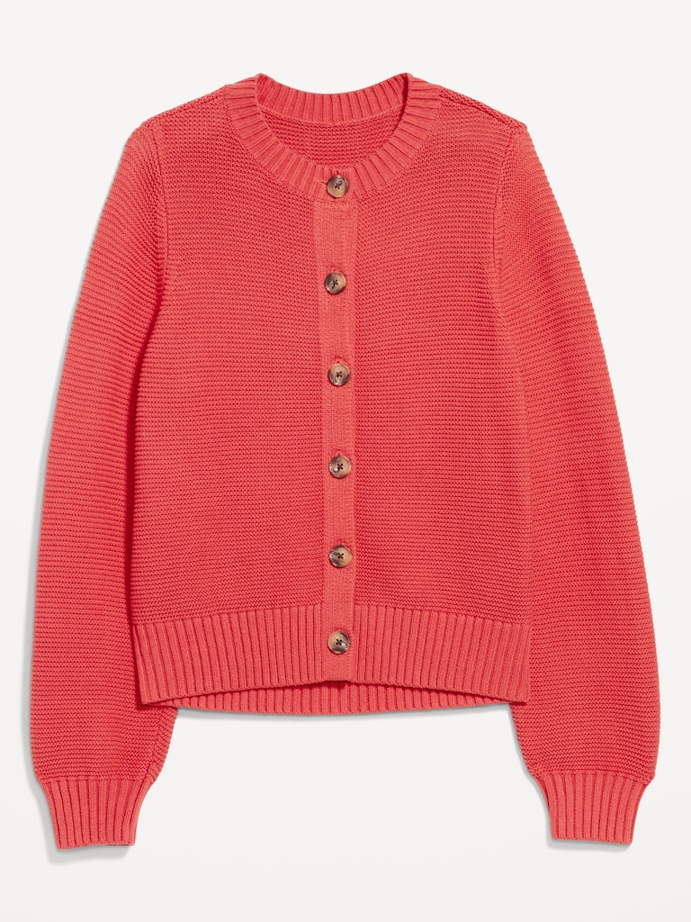 Seaside Cotton Garter-Knit Cardigan Sweater