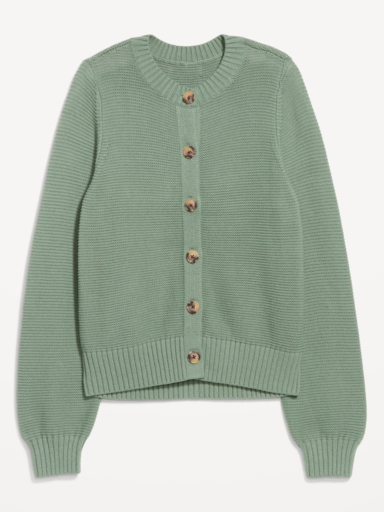 Seaside Cotton Garter-Knit Cardigan Sweater