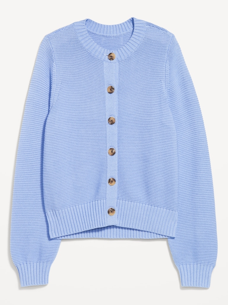 Seaside Cotton Garter-Knit Cardigan Sweater