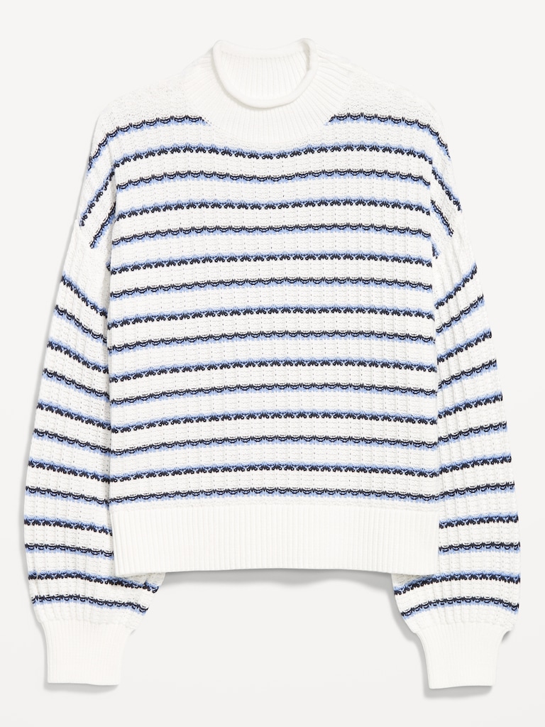 Roll-Neck Seaside Cotton Sweater