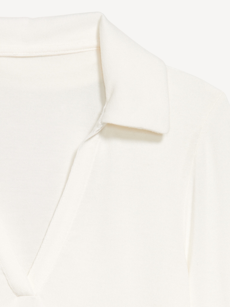 Split-Neck Long-Sleeve Pullover Shirt