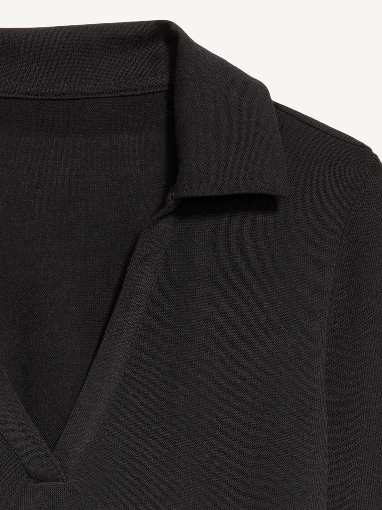 Split-Neck Long-Sleeve Pullover Shirt