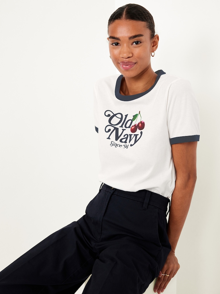 EveryWear Crew-Neck Logo-Graphic Ringer T-Shirt