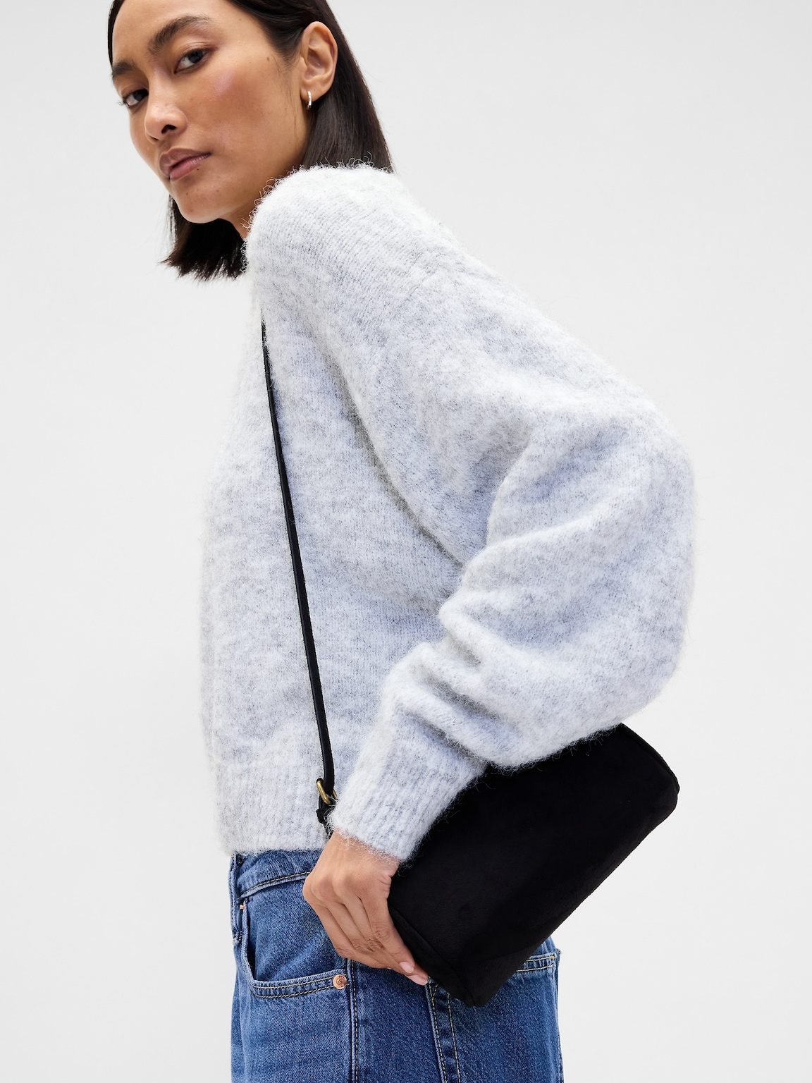 Vegan Suede Barrel Bag