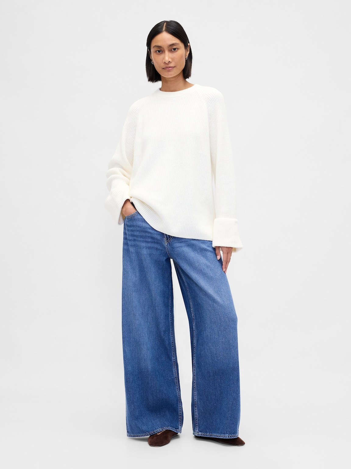 CashSoft Shaker-Stitch Boyfriend Sweater