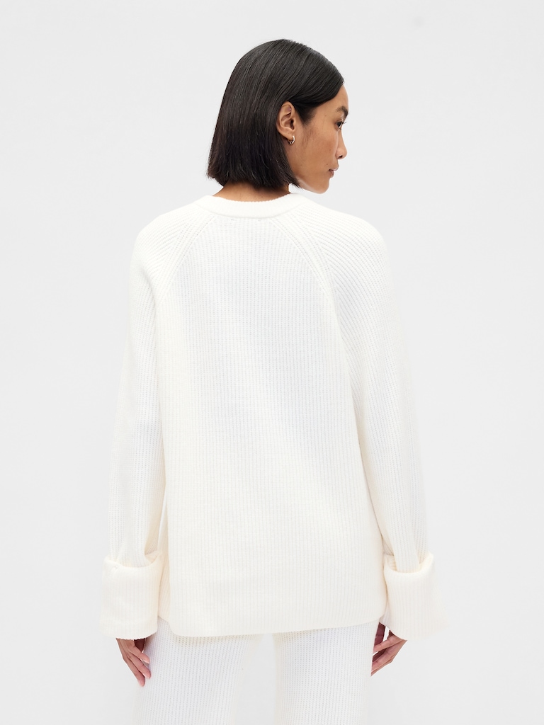 CashSoft Shaker-Stitch Boyfriend Sweater