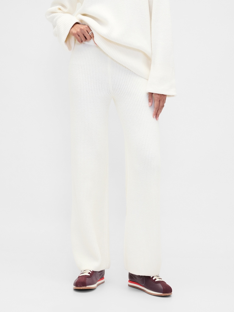 CashSoft Shaker-Stitch Sweater Pants