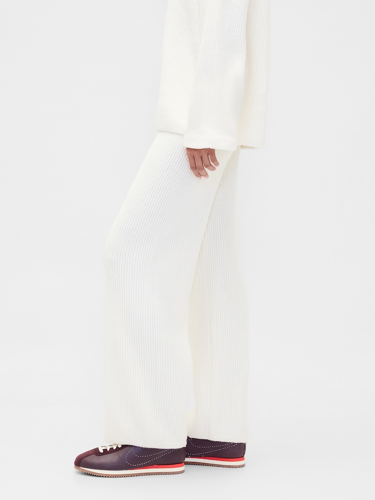 CashSoft Shaker-Stitch Sweater Pants