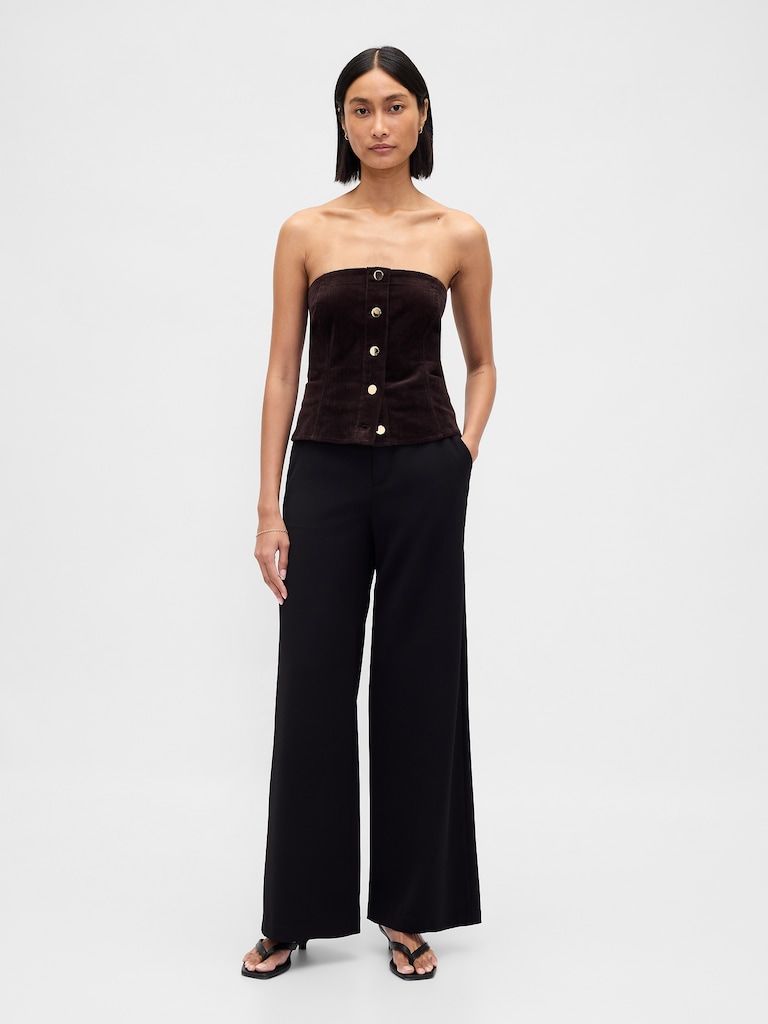 Corduroy Strapless Crop Vest