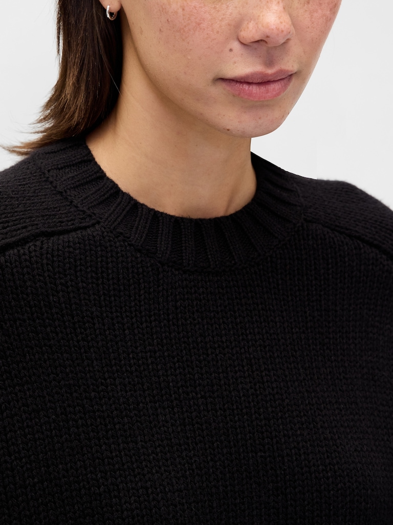 Relaxed Saddle-Sleeve Crewneck Sweater