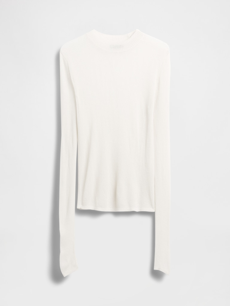 High-Neck Sheer Sweater