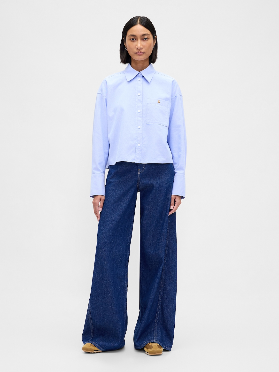 Organic Cotton Straight-Hem Crop Shirt