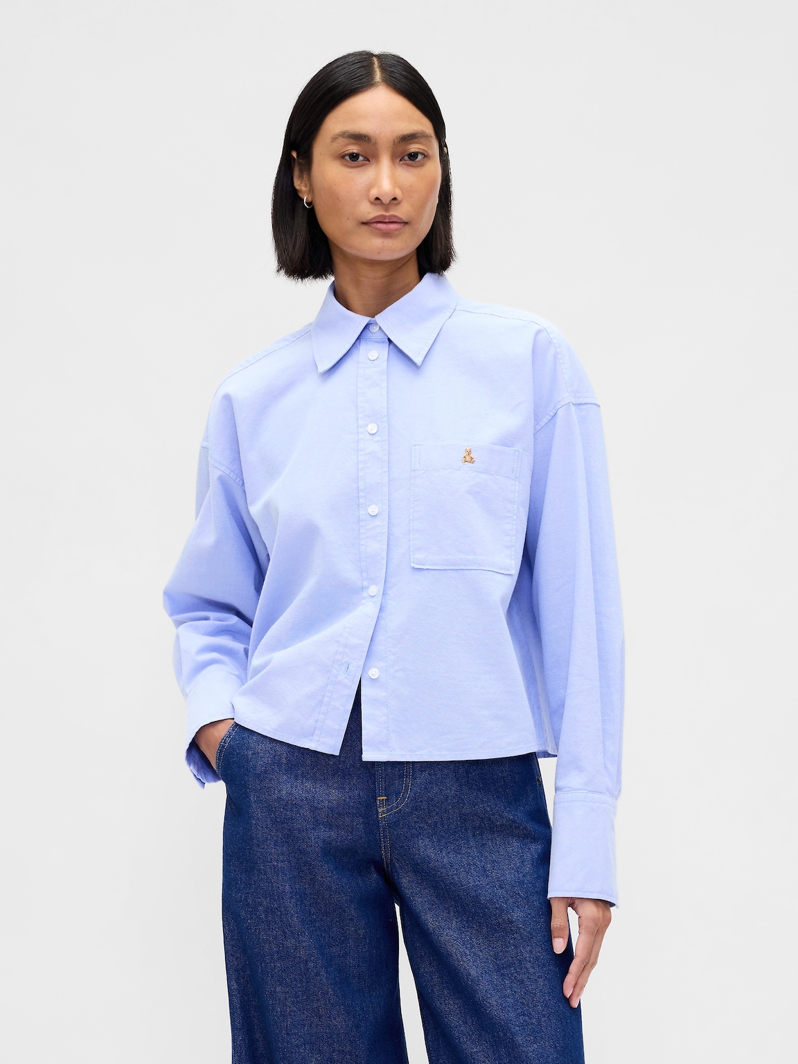 Organic Cotton Straight-Hem Crop Shirt
