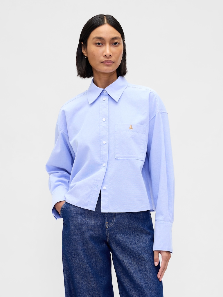 Organic Cotton Straight-Hem Crop Shirt
