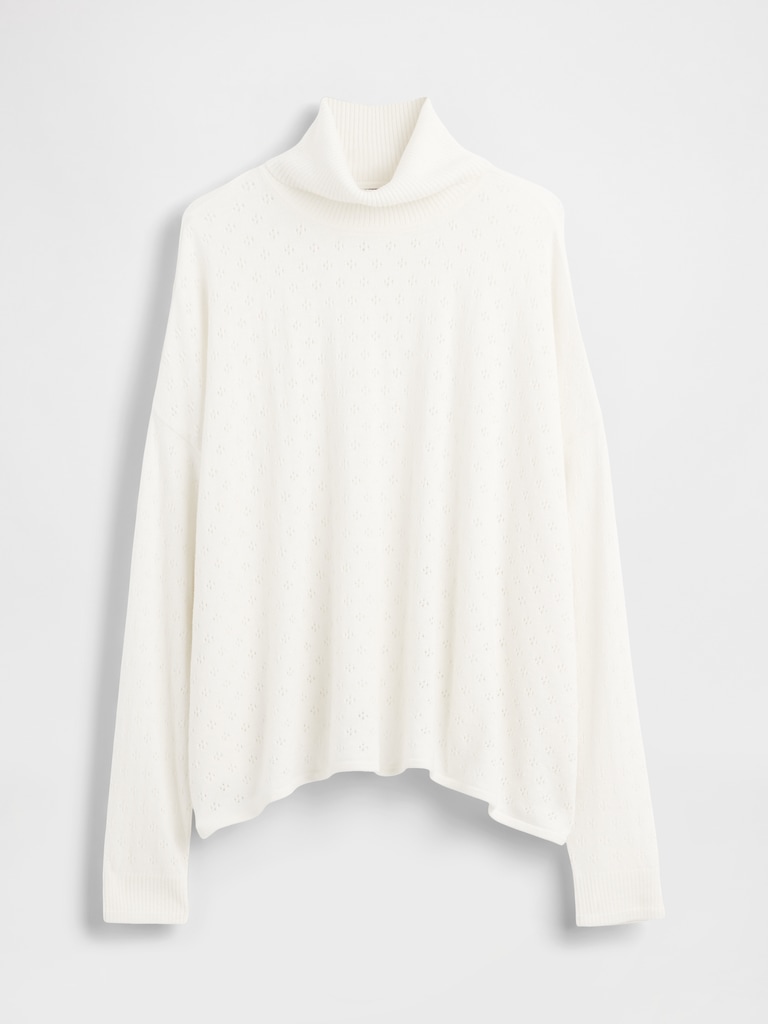 Oversized Pointelle Turtleneck