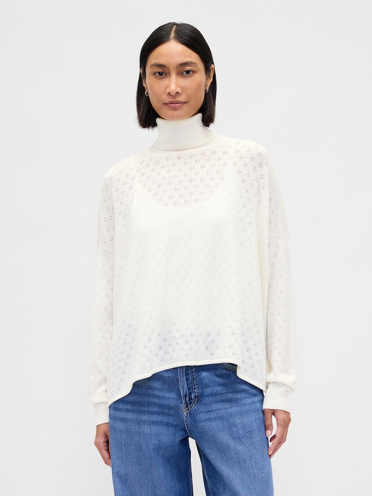 Oversized Pointelle Turtleneck
