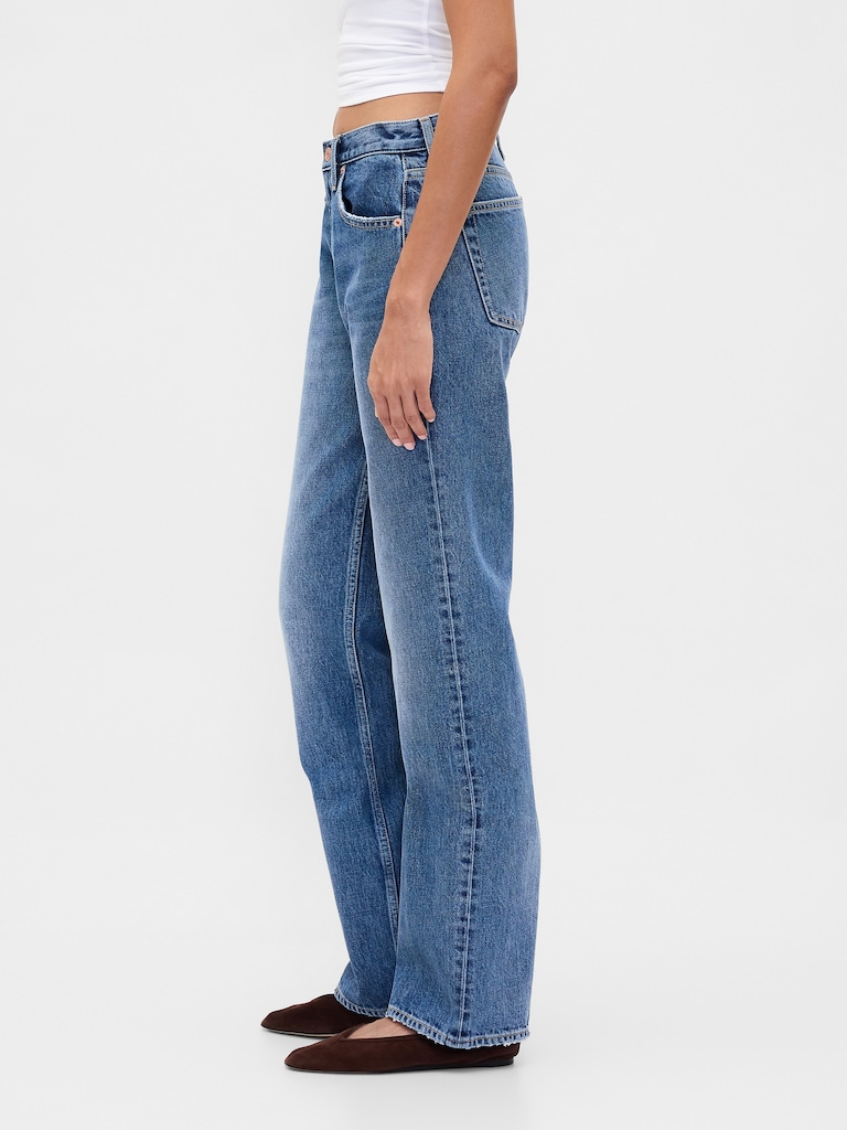 Mid Rise Rigid Relaxed Straight Jeans