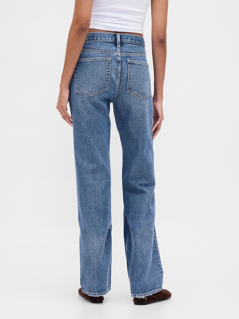 Mid Rise Rigid Relaxed Straight Jeans