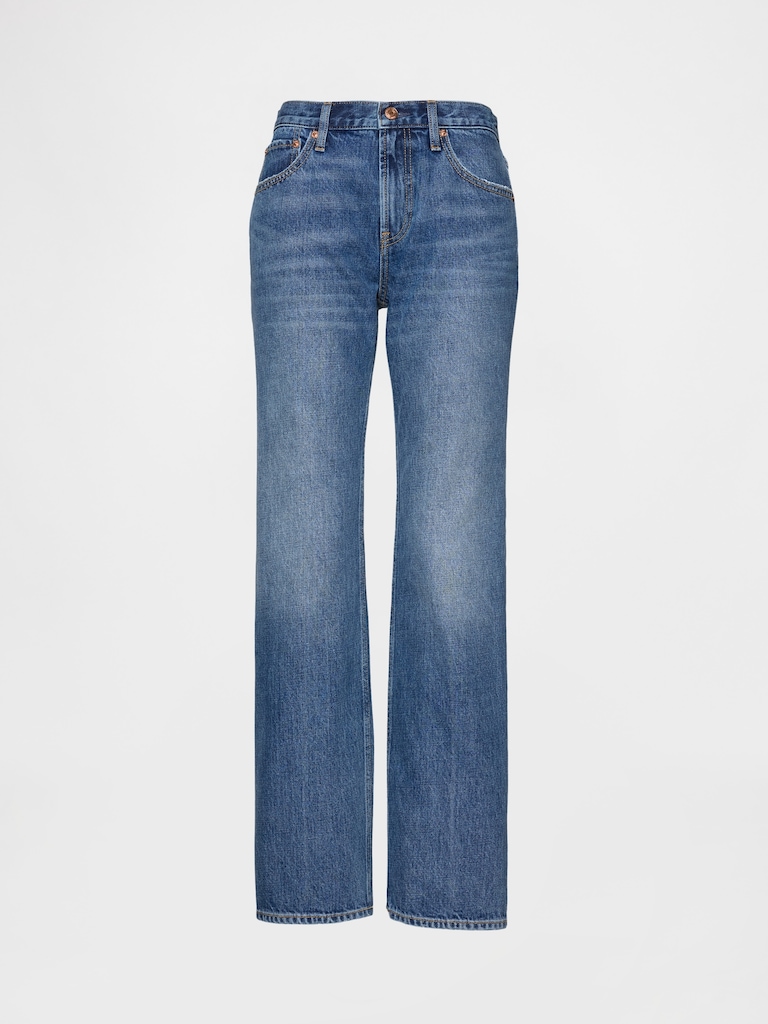 Mid Rise Rigid Relaxed Straight Jeans