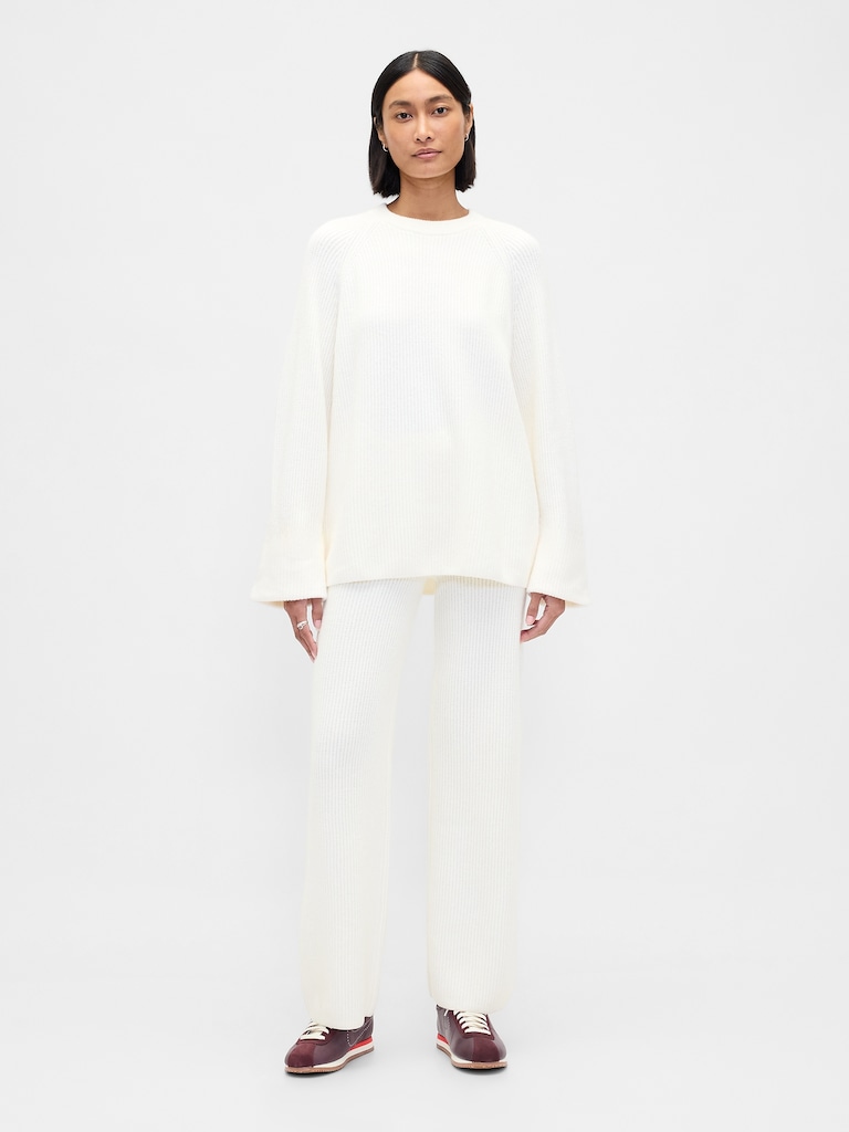 CashSoft Shaker-Stitch Sweater Pants