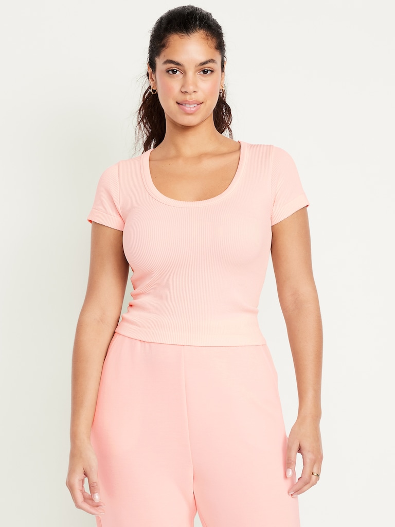 Exhale Seamless Cropped Rib T-Shirt