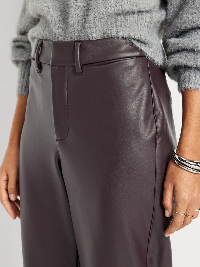 High-Waisted Faux-Leather Pixie Straight Pants