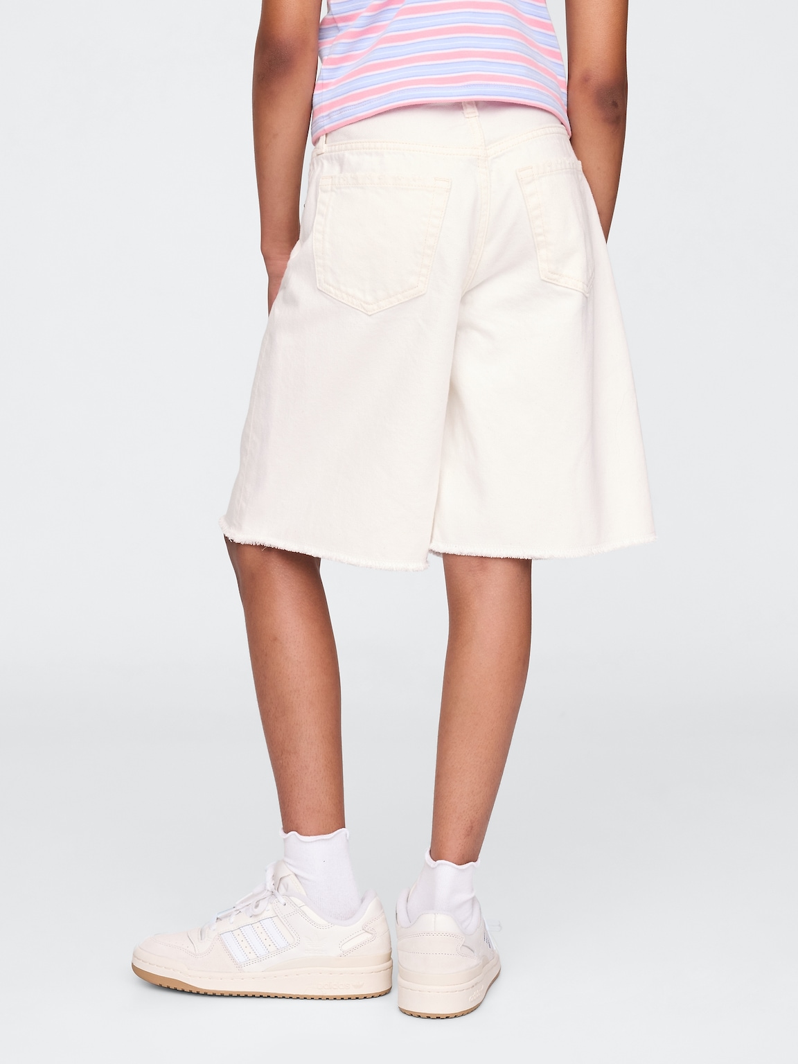 Kids Mid Rise Longline Denim Shorts