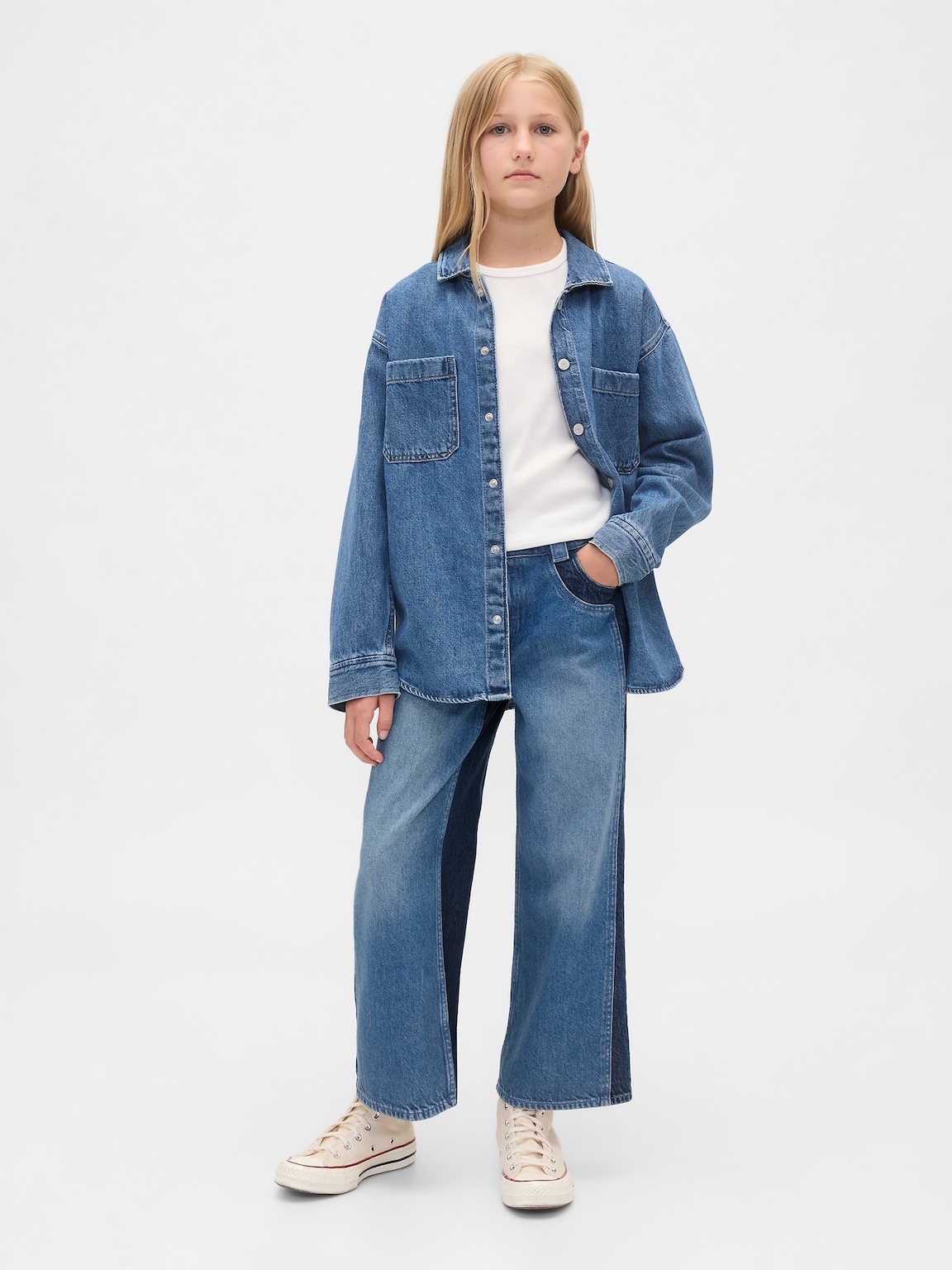 Kids High Rise Stride Wide-Leg Ankle Jeans