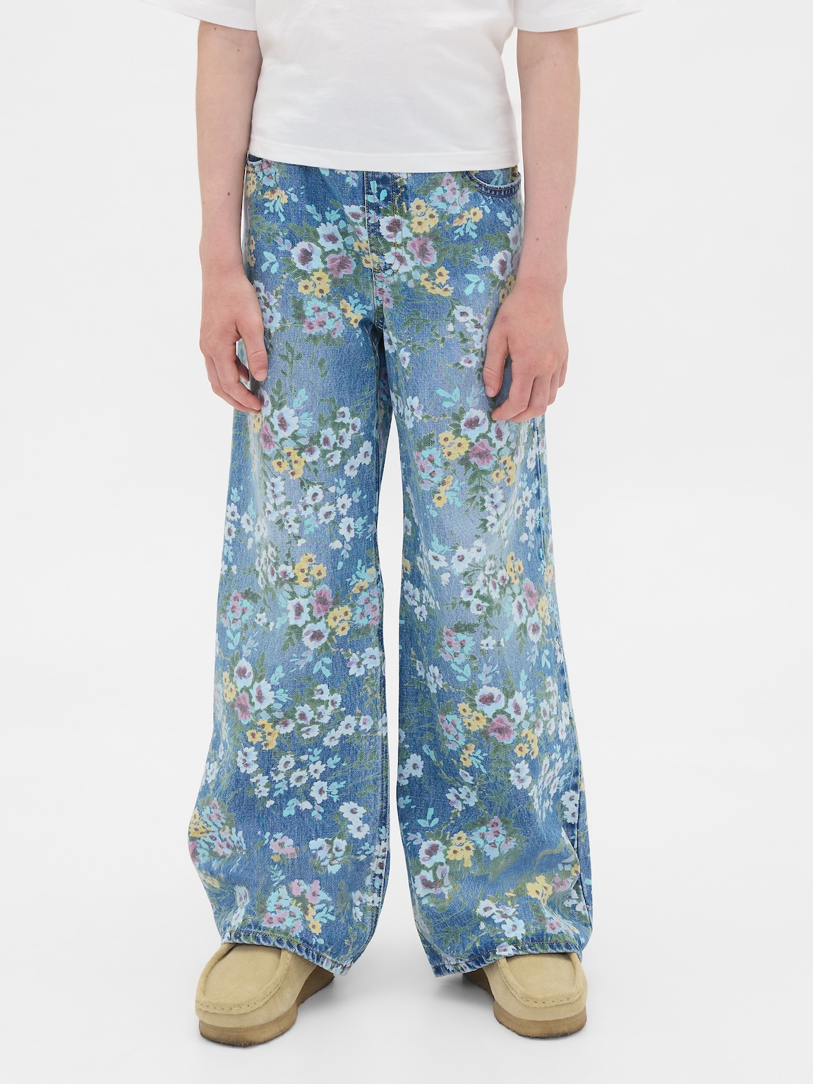 Kids Floral Easy Baggy Jeans