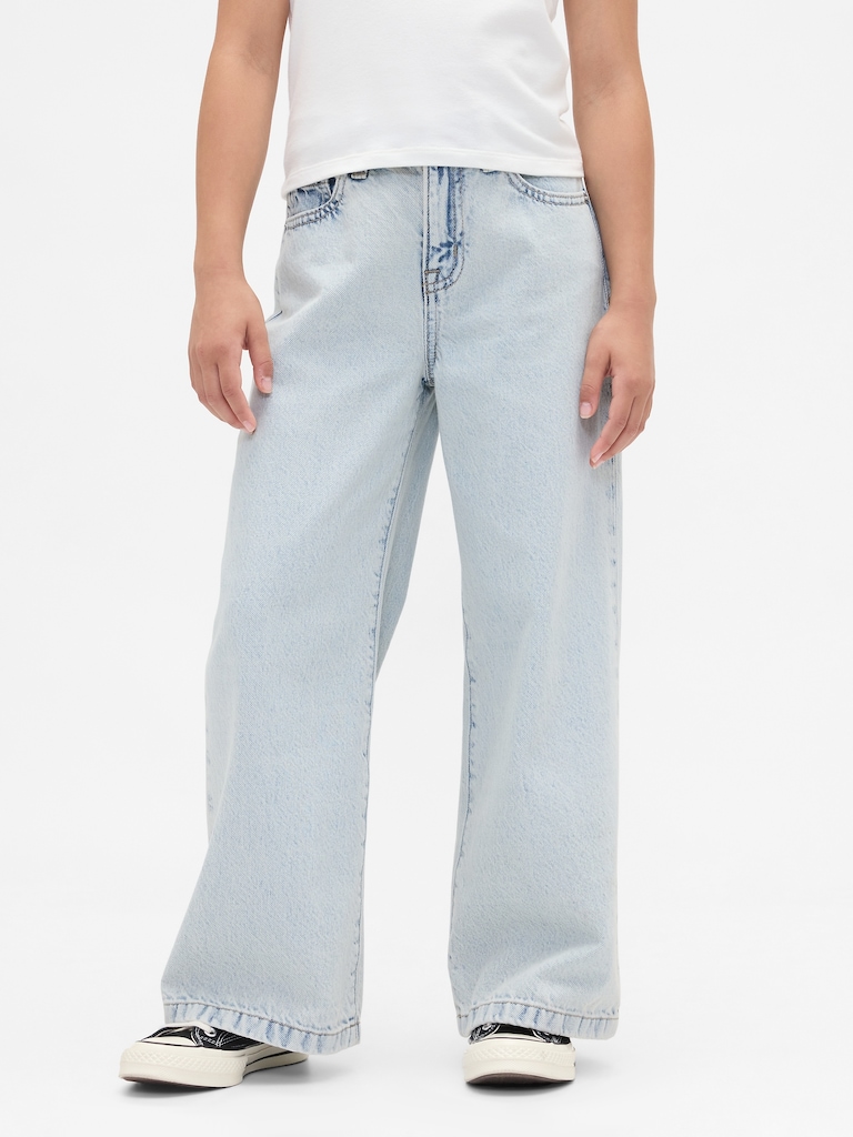 Kids High Rise Stride Wide-Leg Ankle Jeans