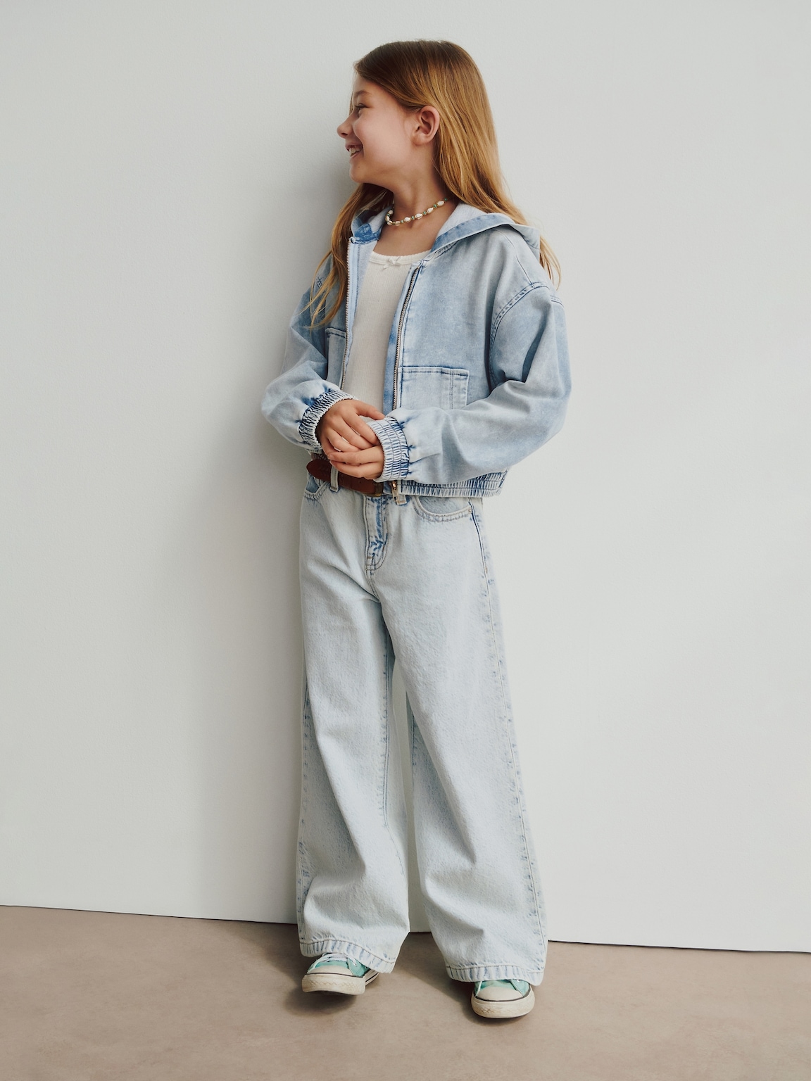 Kids High Rise Stride Wide-Leg Ankle Jeans