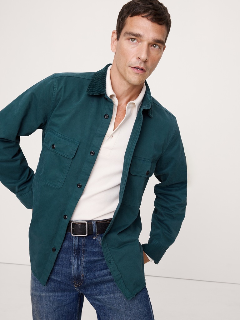 Standard-Fit Cotton Twill Shirt Jacket