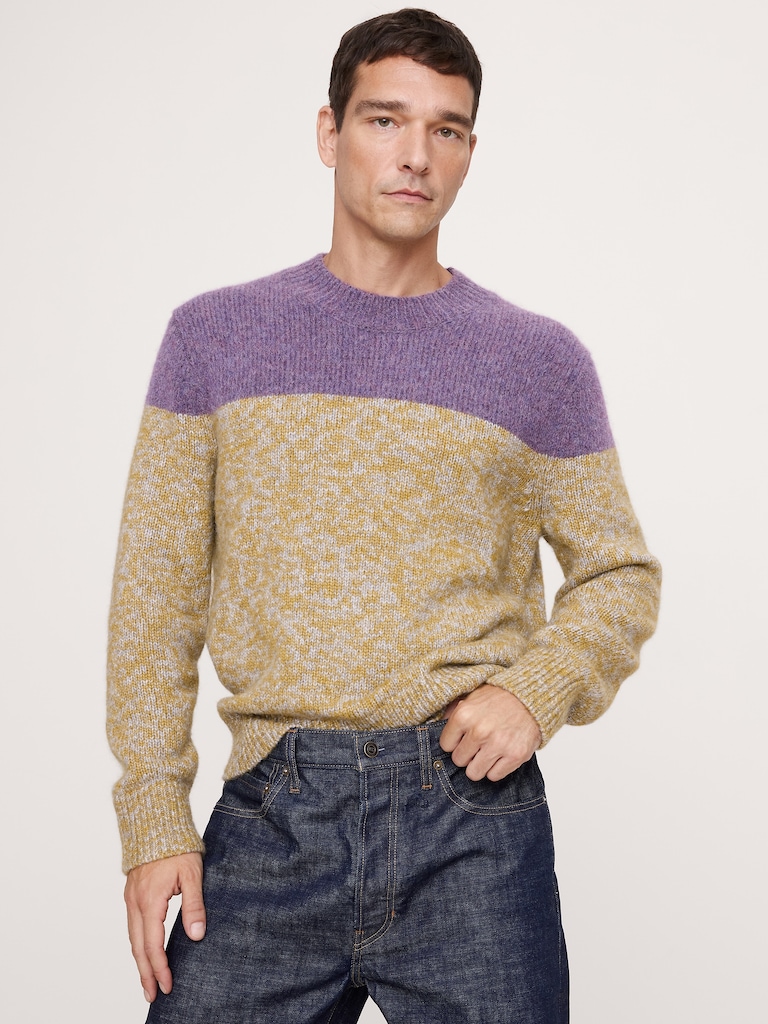 Alpaca-Wool Blend Color-Blocked Sweater