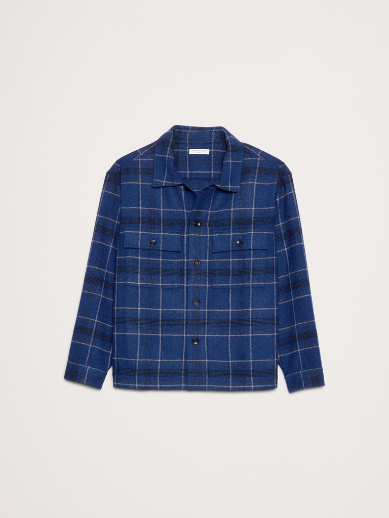 Relaxed-Fit Plaid Heavy Overshirt with Wool