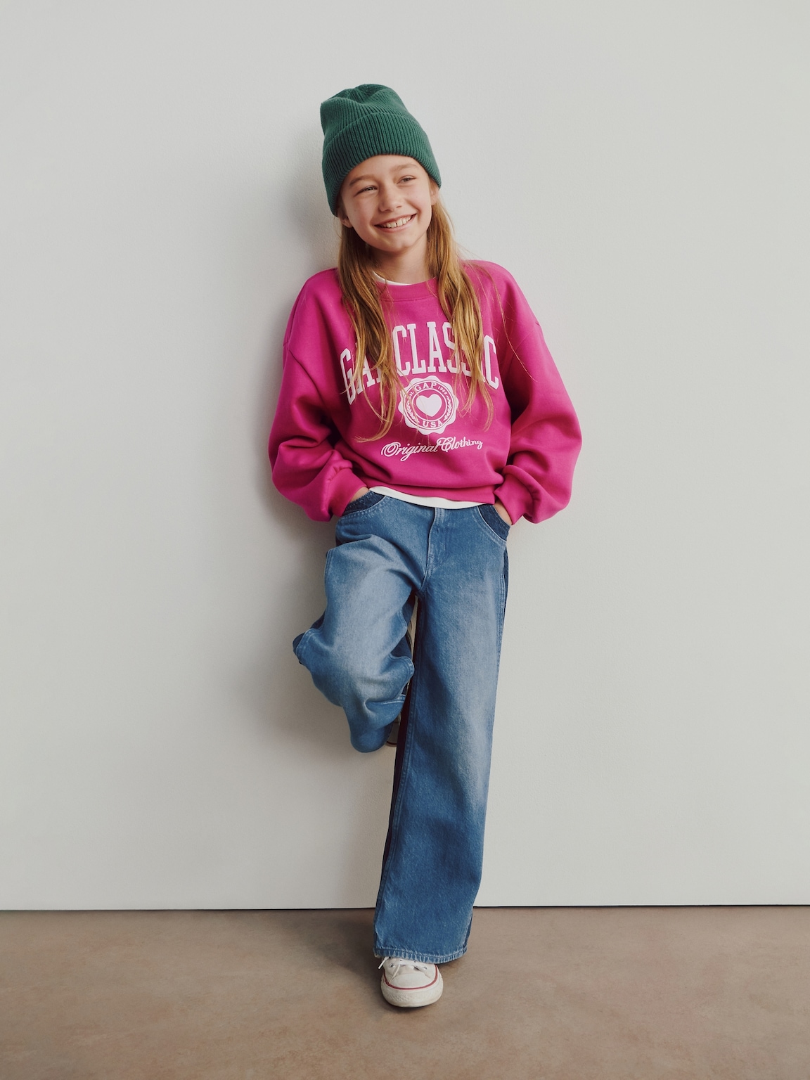 Kids High Rise Stride Wide-Leg Ankle Jeans