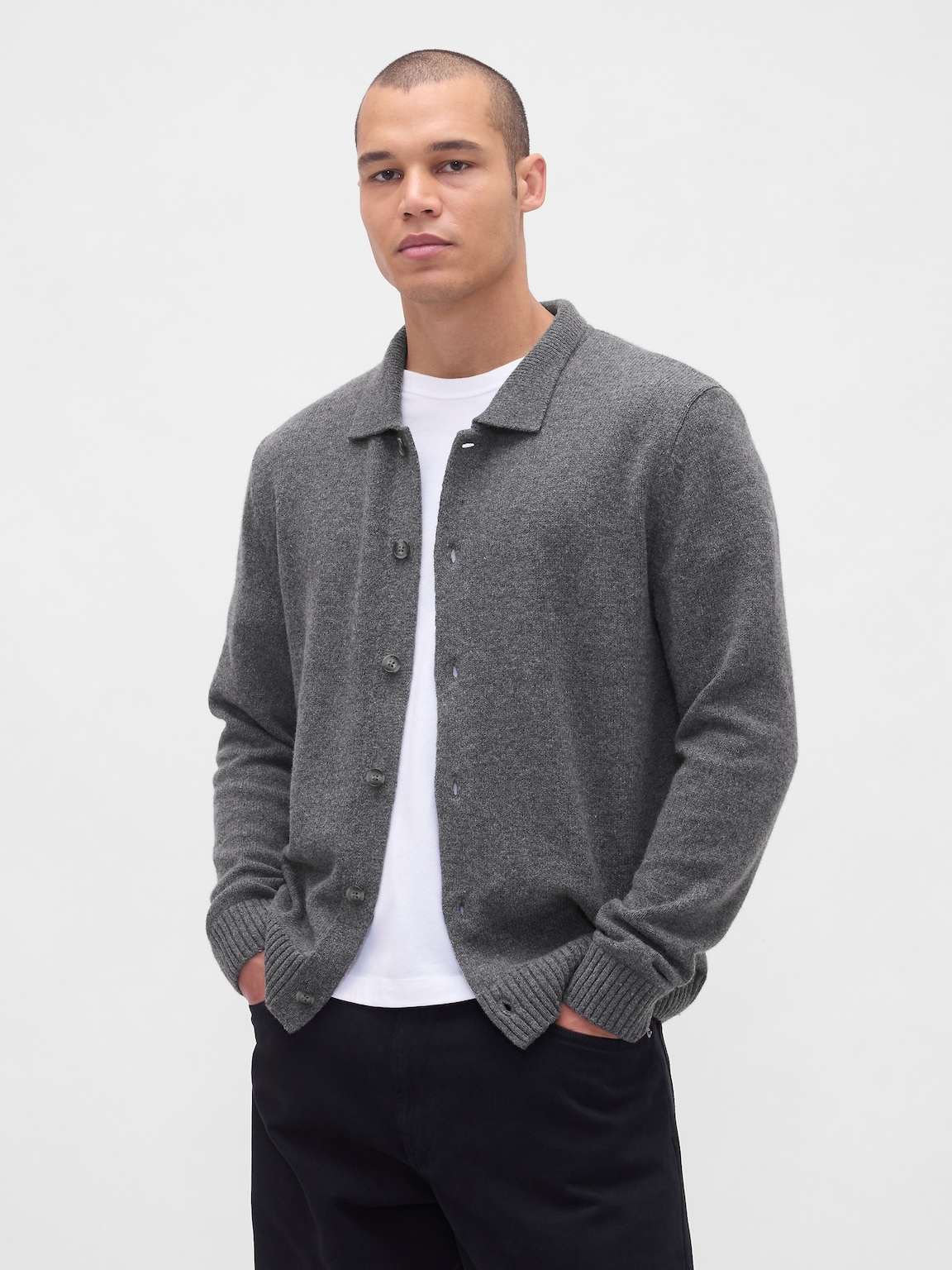 Merino Wool-Blend Cardigan Sweater