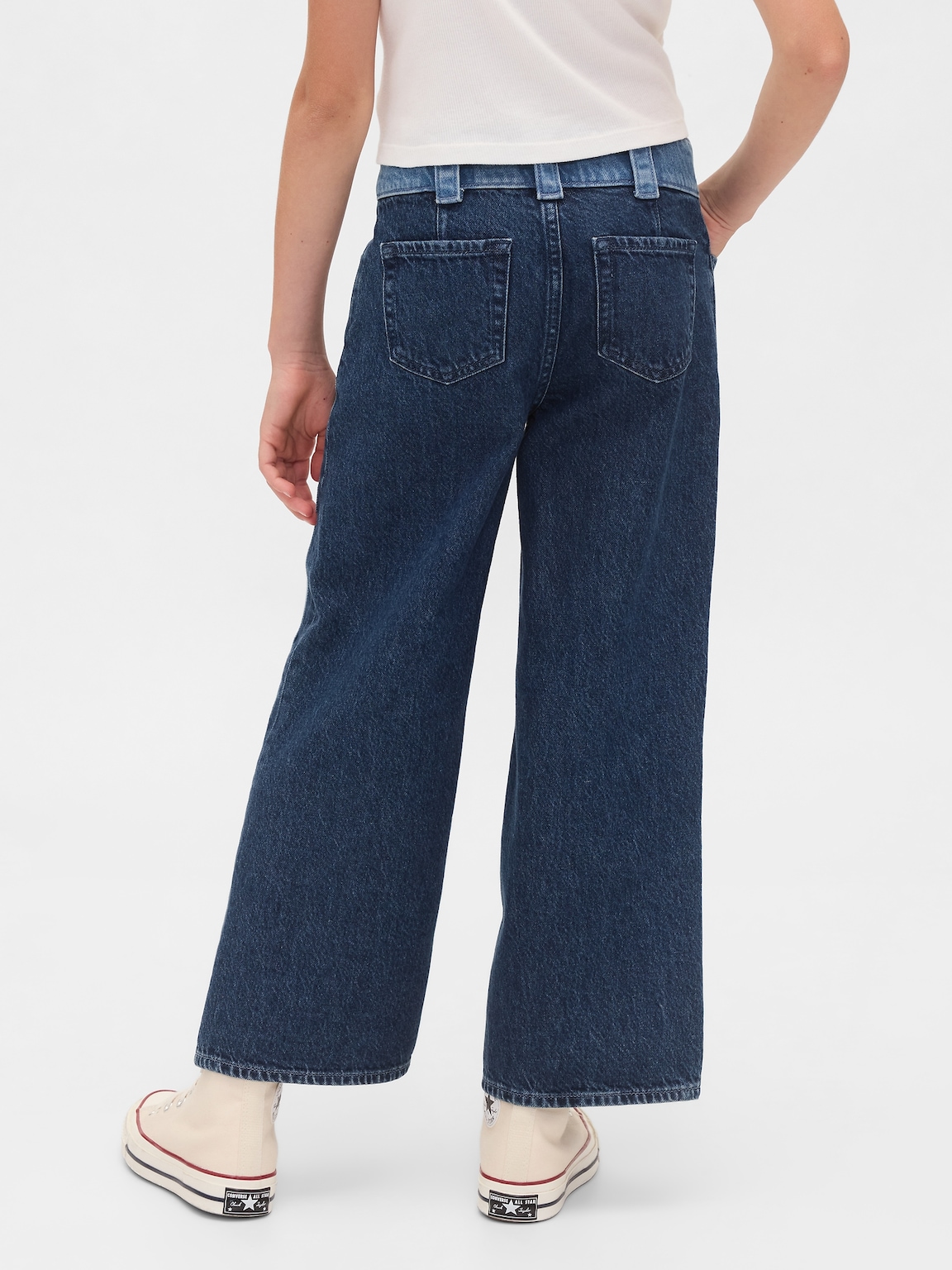 Kids High Rise Stride Wide-Leg Ankle Jeans