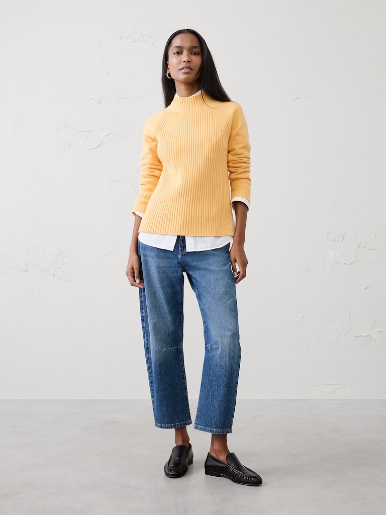 Ribbed Mock-Neck Sweater
