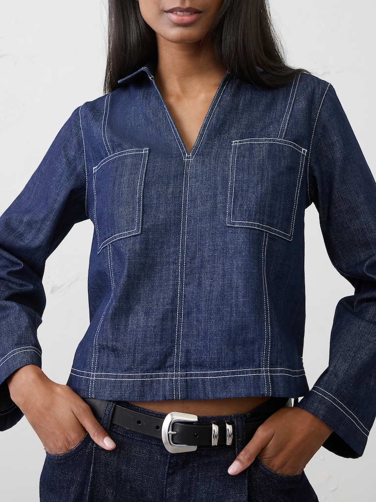 Chambray Popover Top