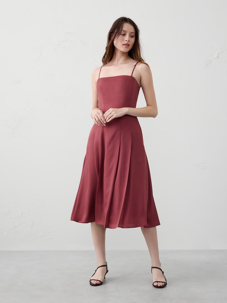 Satin Strappy Midi Dress