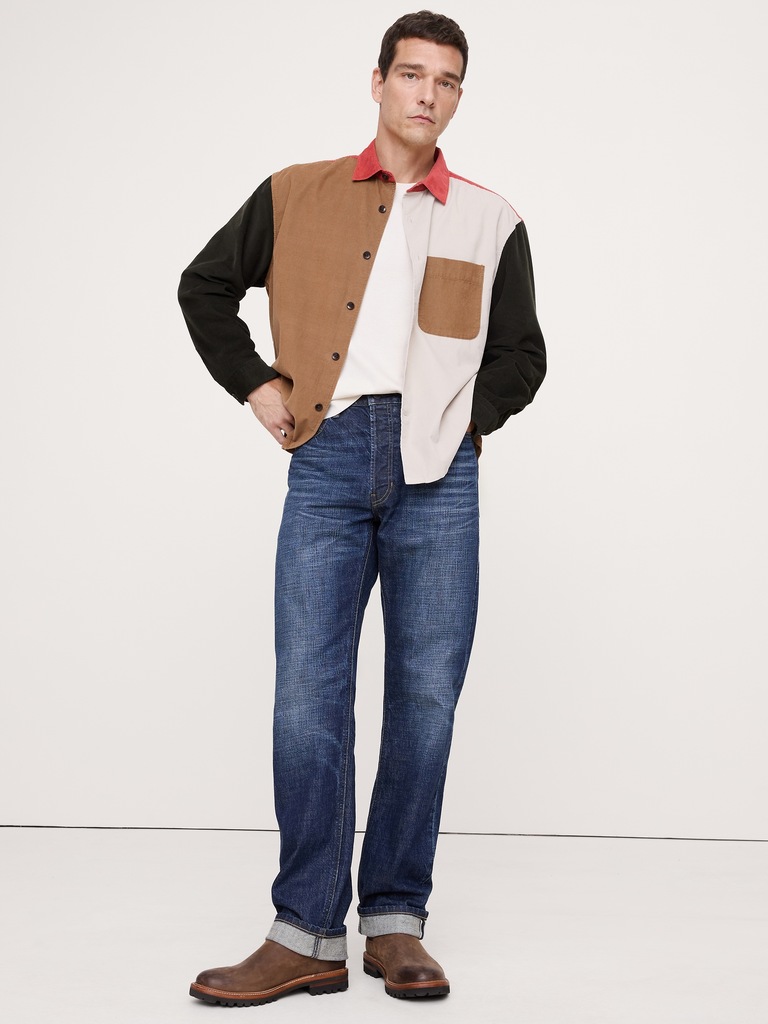 Loose-Fit Colorblock Corduroy Shirt