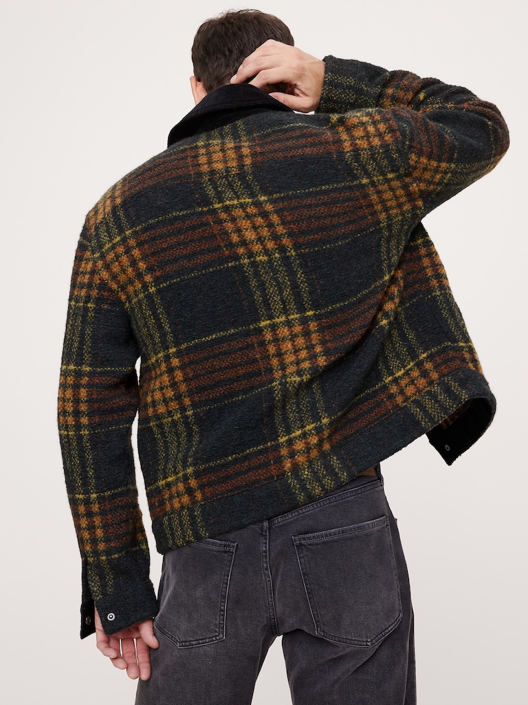 Plaid Bouclé Trucker Jacket