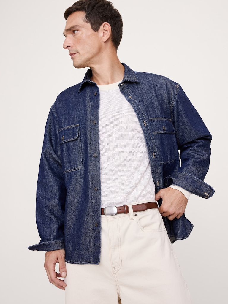 Leather Plaque-Buckle Belt