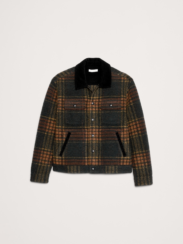 Plaid Bouclé Trucker Jacket