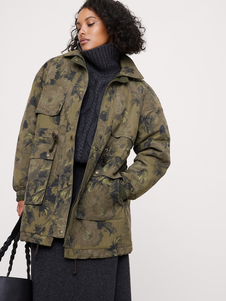 Floral Quilted Parka