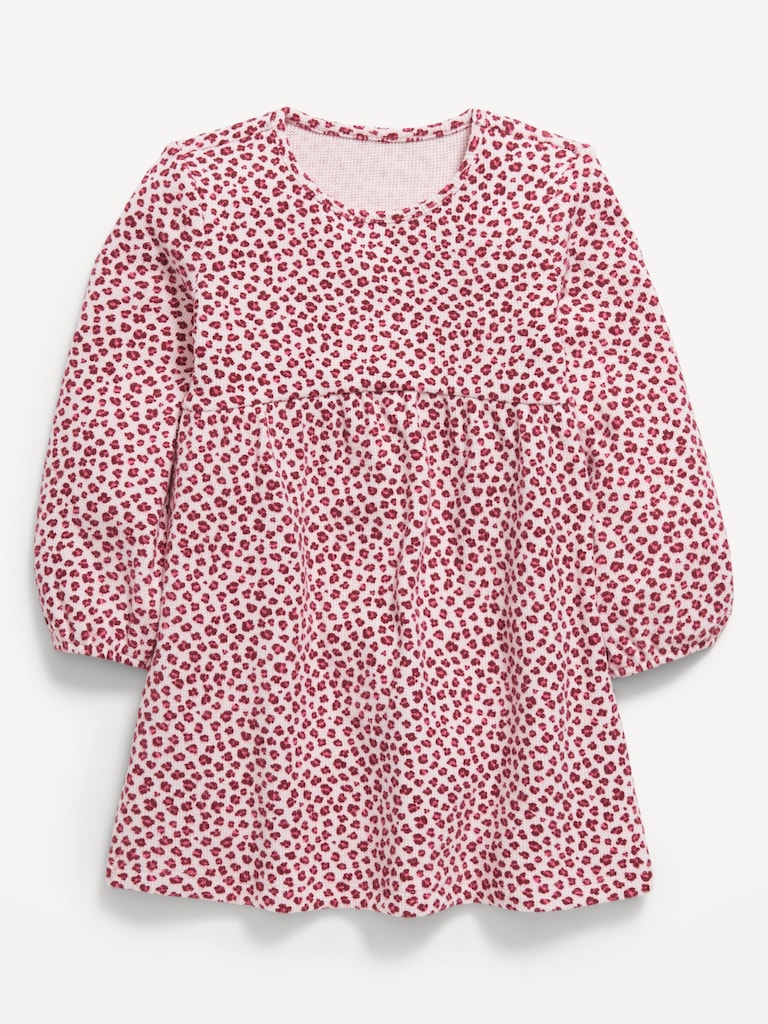 Long-Sleeve Waffle-Knit Dress for Toddler Girls