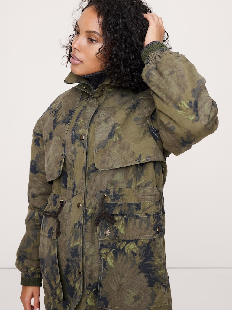 Floral Quilted Parka