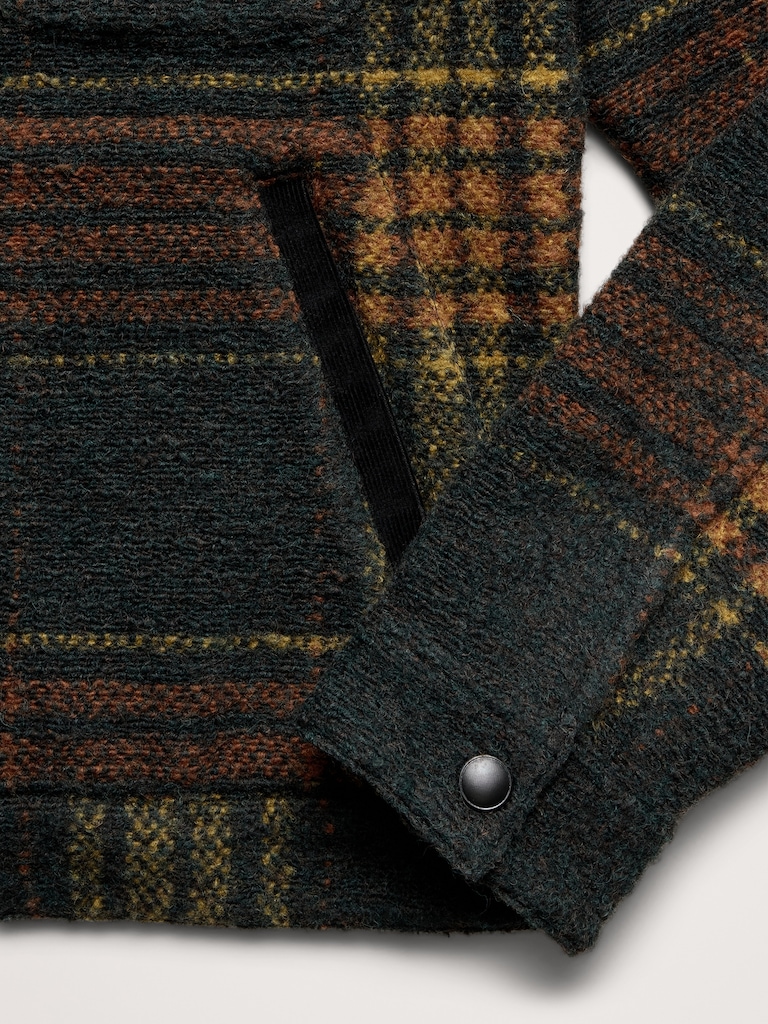 Plaid Bouclé Trucker Jacket