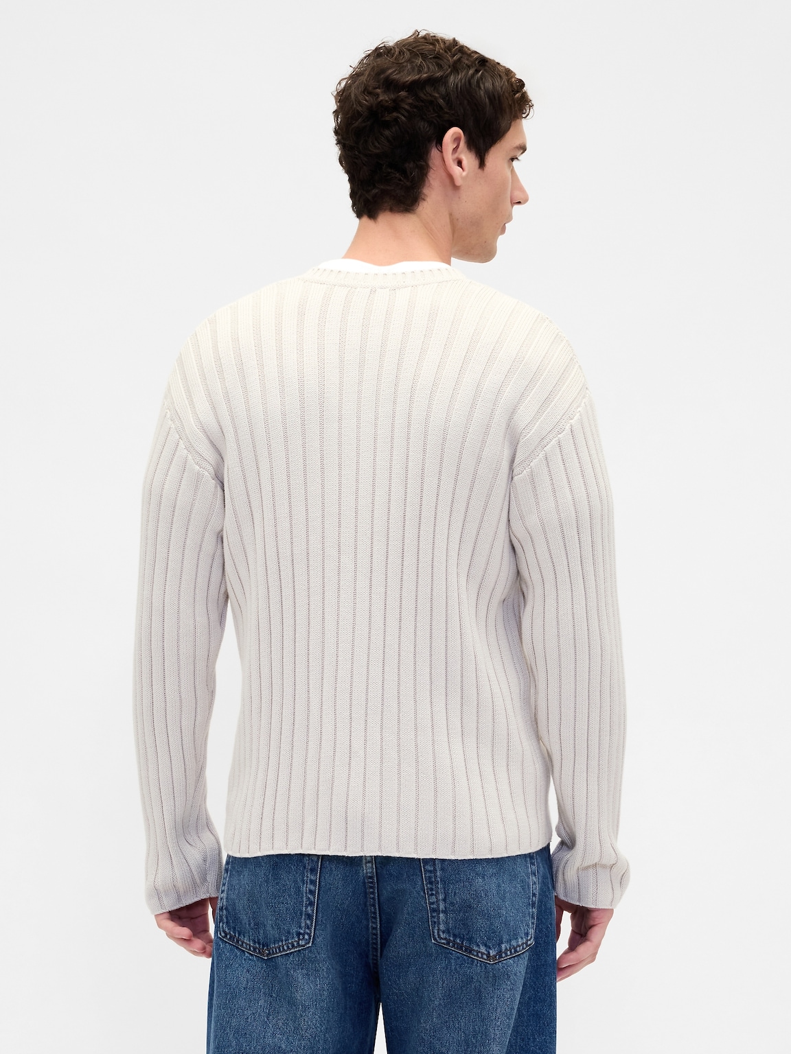 Wide Rib Slim Crewneck Sweater
