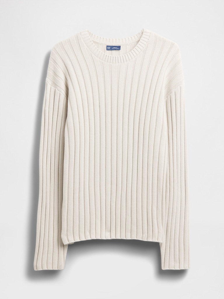 Wide Rib Slim Crewneck Sweater